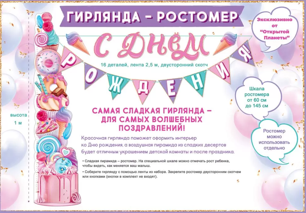 Гирлянда 'С днем рождения', 84.834