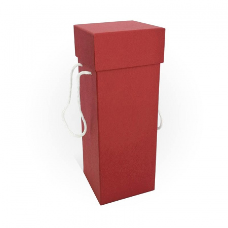 Коробка под бутылку "Бордовый" ручки, 105х105х280 мм., 7111