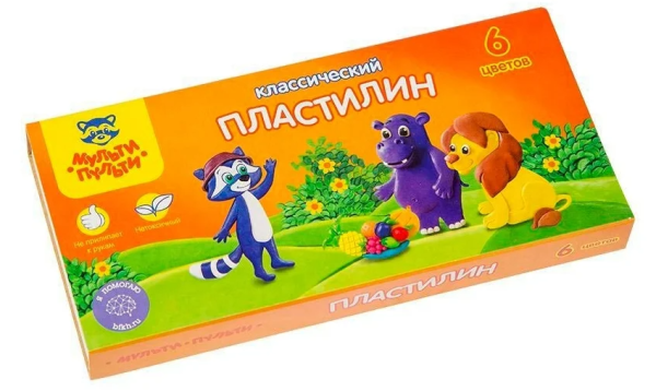 Пластилин Мульти-Пульти 'Приключения Енота', 06 цветов, 120г, со стеком, картон КП_10206
