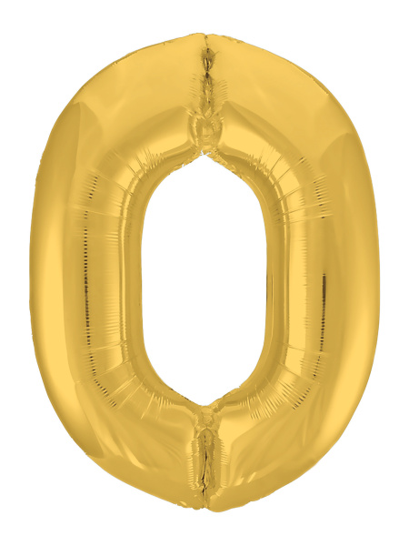 Шар фольга Agura Slim, цифра 0 'Золото', 40', индивид. уп., европодвес, 754696