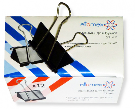 Зажим для бумаги 51 мм Attomex 12 шт в упаковке 4131305